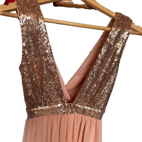 Lulus Elegant Encounter Rose Gold Sequin Dress Size XS - Picture 6 of 11
